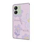 For Redmi 14C 4G Fresh Painted Leather Phone Case(Dark Purple Flowers) - 3