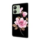For Redmi 14C 4G Fresh Painted Leather Phone Case(Black Flowers) - 3