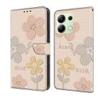 For Redmi Note 13 4G Fresh Painted Leather Phone Case(Beige Flowers) - 1