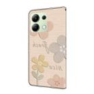 For Redmi Note 13 4G Fresh Painted Leather Phone Case(Beige Flowers) - 3