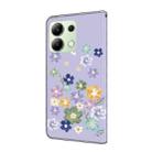 For Redmi Note 13 4G Fresh Painted Leather Phone Case(Purple Floral) - 3
