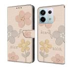 For Redmi Note 13 Pro 5G Fresh Painted Leather Phone Case(Beige Flowers) - 1