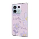 For Redmi Note 13 Pro 5G Fresh Painted Leather Phone Case(Dark Purple Flowers) - 3