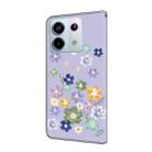For Redmi Note 13 Pro 5G Fresh Painted Leather Phone Case(Purple Floral) - 3