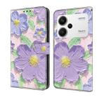 For Redmi Note 13 Pro+ Fresh Painted Leather Phone Case(Oil Painting Purple Flowers) - 1