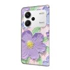 For Redmi Note 13 Pro+ Fresh Painted Leather Phone Case(Oil Painting Purple Flowers) - 3