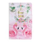 For Samsung Galaxy Tab S6 Lite / P610 Painted Pattern Horizontal Flip Leather Case with Holder(Leaves Flamingo) - 2