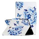 For Samsung Galaxy Tab S6 Lite / P610 Painted Pattern Horizontal Flip Leather Case with Holder(Blue and White Porcelain Butterfly) - 1