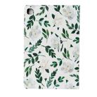 For Samsung Galaxy Tab S6 Lite / P610 Painted Pattern Horizontal Flip Leather Case with Holder(White Flower Leaves) - 3