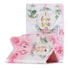 For Samsung Galaxy Tab A 8.0 (2018) / T387 Painted Pattern Horizontal Flip Leather Case with Holder(Leaves Flamingo) - 1