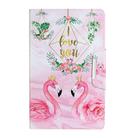 For Samsung Galaxy Tab A 8.0 (2018) / T387 Painted Pattern Horizontal Flip Leather Case with Holder(Leaves Flamingo) - 1
