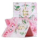 For Samsung Galaxy Tab 4 10.1 / T530 Painted Pattern Horizontal Flip Leather Case with Holder(Leaves Flamingo) - 1