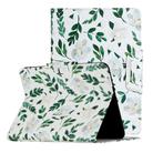 For Samsung Galaxy Tab 4 10.1 / T530 Painted Pattern Horizontal Flip Leather Case with Holder(White Flower Leaves) - 1