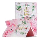 For Samsung Galaxy Tab E 9.6 / T560 Painted Pattern Horizontal Flip Leather Case with Holder(Leaves Flamingo) - 1