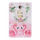 For Samsung Galaxy Tab E 9.6 / T560 Painted Pattern Horizontal Flip Leather Case with Holder(Leaves Flamingo) - 3