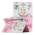 For Samsung Galaxy Tab S6 / T860 Painted Pattern Horizontal Flip Leather Case with Holder(Leaves Flamingo) - 1