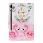 For Samsung Galaxy Tab S6 / T860 Painted Pattern Horizontal Flip Leather Case with Holder(Leaves Flamingo) - 3