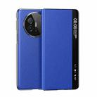 For Huawei Mate X6 Electroplating Litchi Pattern Grain Leather Smart Window MagSafe Phone Leather Case(Blue) - 1