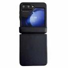 For Samsung Galaxy Z Flip6 Integrated Magnetic Axis Solid Color Leather Texture Phone Case(Black) - 1