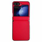 For Samsung Galaxy Z Flip6 Integrated Magnetic Axis Solid Color Leather Texture Phone Case(Red) - 1