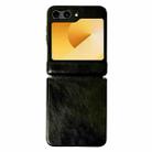 For Samsung Galaxy Z Flip6 Integrated Magnetic Axis Crazy Horse Texture Phone Case(Black) - 1