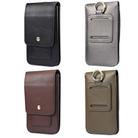 Lambskin Texture Men Phone Universal Double Lattice Waist Bag Leather Case, Size:S(Black) - 2