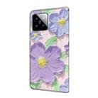 For Xiaomi 14 Fresh Painted Leather Phone Case(Oil Painting Purple Flowers) - 3