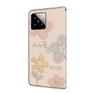 For Xiaomi 14 Fresh Painted Leather Phone Case(Beige Flowers) - 3