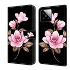 For Xiaomi 14 Fresh Painted Leather Phone Case(Black Flowers) - 1