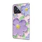 For Xiaomi 14 Pro Fresh Painted Leather Phone Case(Oil Painting Purple Flowers) - 3