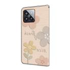 For Xiaomi 14 Pro Fresh Painted Leather Phone Case(Beige Flowers) - 3