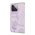 For Xiaomi 14 Pro Fresh Painted Leather Phone Case(Dark Purple Flowers) - 3