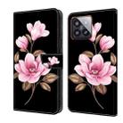 For Xiaomi 14 Pro Fresh Painted Leather Phone Case(Black Flowers) - 1