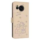 For Sharp Aquos Sense 8 Embossed Kitten Phone Leather Case with Lanyard(Beige) - 3