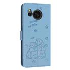 For Sharp Aquos Sense 8 Embossed Kitten Phone Leather Case with Lanyard(Blue) - 3