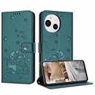 For Sharp Aquos Sense 9 Embossed Kitten Phone Leather Case with Lanyard(Dark Green) - 1