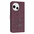 For Sharp Aquos Sense 9 Embossed Kitten Phone Leather Case with Lanyard(Wine Red) - 3