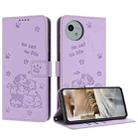 For Sharp Aquos wish4 SH-52E Embossed Kitten Phone Leather Case with Lanyard(Purple) - 1