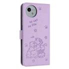 For Sharp Aquos wish4 SH-52E Embossed Kitten Phone Leather Case with Lanyard(Purple) - 3