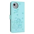 For Sharp Aquos wish4 SH-52E Embossed Kitten Phone Leather Case with Lanyard(Mint Green) - 3