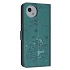 For Sharp Aquos wish4 SH-52E Embossed Kitten Phone Leather Case with Lanyard(Dark Green) - 3