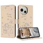 For Sharp Aquos R10 / R9 Embossed Kitten Phone Leather Case with Lanyard(Beige) - 1
