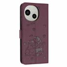 For Sharp Aquos R10 / R9 Embossed Kitten Phone Leather Case with Lanyard(Wine Red) - 3