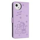 For Sharp Aquos wish5 Embossed Kitten Phone Leather Case with Lanyard(Purple) - 3