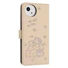 For Sharp Aquos wish5 Embossed Kitten Phone Leather Case with Lanyard(Beige) - 3