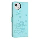 For Sharp Aquos wish5 Embossed Kitten Phone Leather Case with Lanyard(Mint Green) - 3