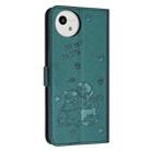 For Sharp Aquos wish5 Embossed Kitten Phone Leather Case with Lanyard(Dark Green) - 3