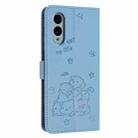 For Fujitsu Arrows We2 Plus F-51E Embossed Kitten Phone Leather Case with Lanyard(Blue) - 3