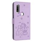 For Fujitsu Arrows We F-51B Embossed Kitten Phone Leather Case with Lanyard(Purple) - 3