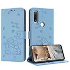 For Fujitsu Arrows We F-51B Embossed Kitten Phone Leather Case with Lanyard(Blue) - 1